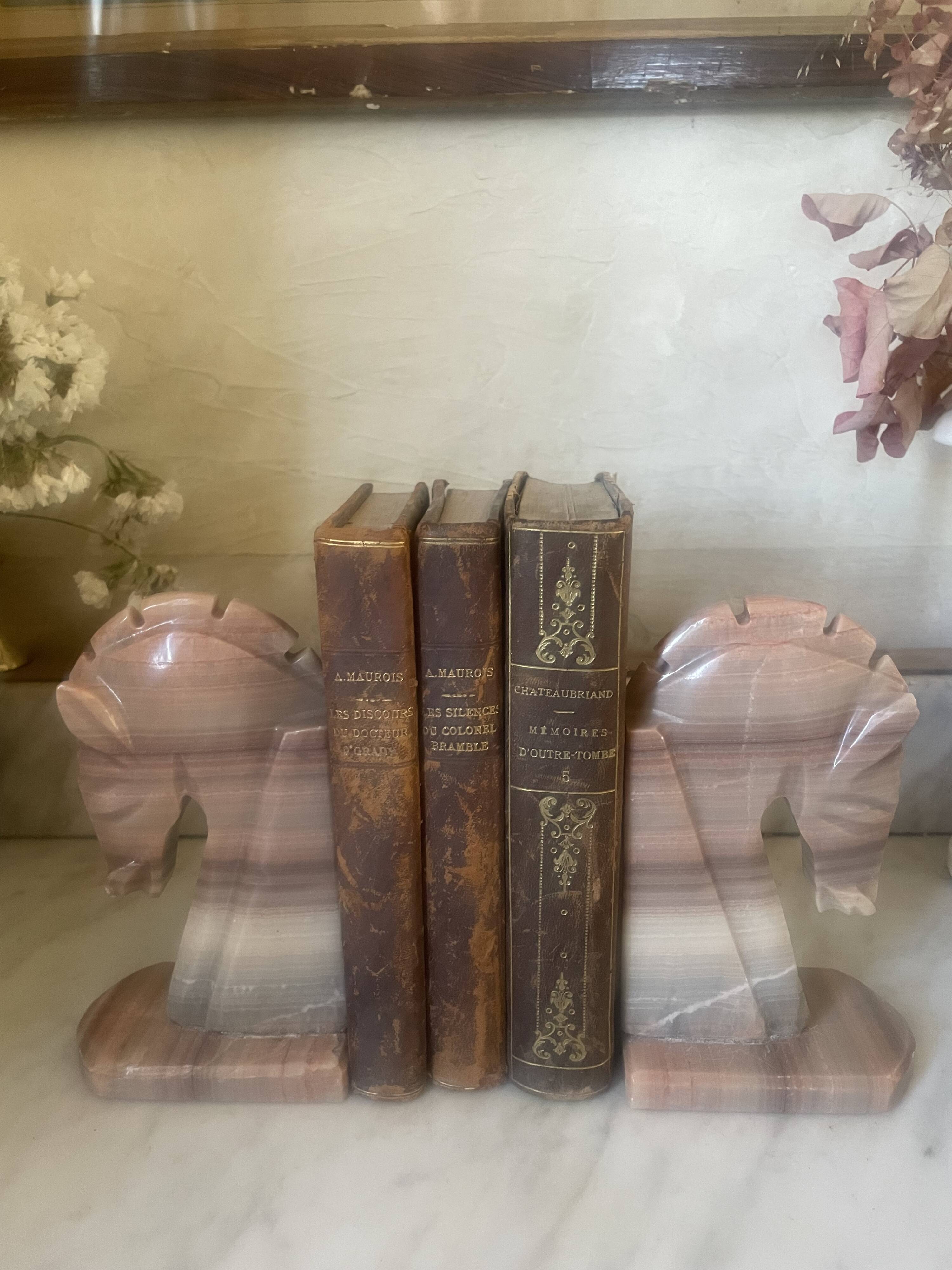 Vintage onyx horse head bookends