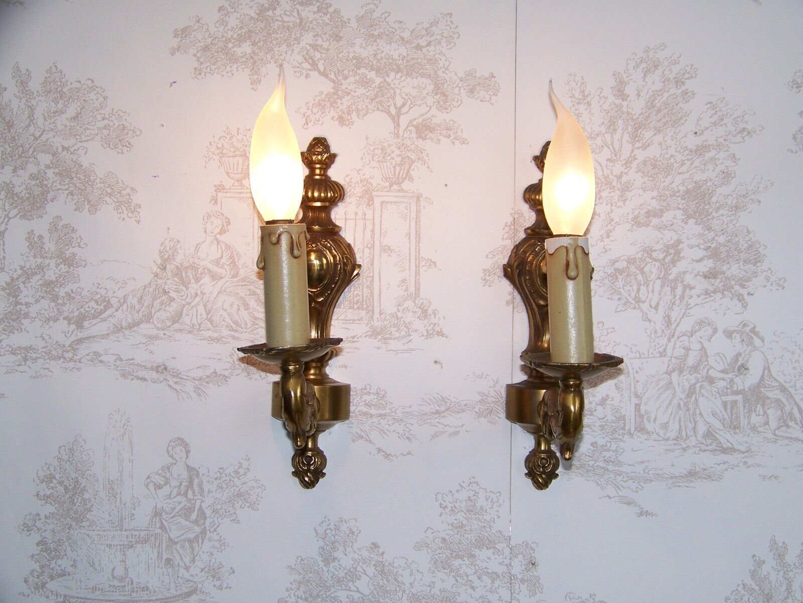 Pair of brass sconces