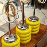 3 Space Age pendant lights in yellow Murano glass Mazzega, Ital 1950 a70 10x12x36