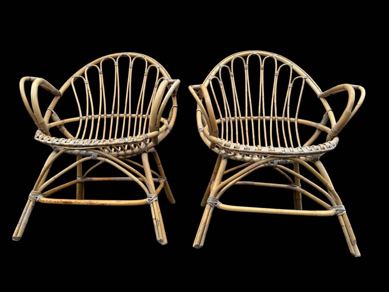Pair of rattan armchairs from the 60s