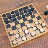 Small game of travel checkers, beech wood, 1970