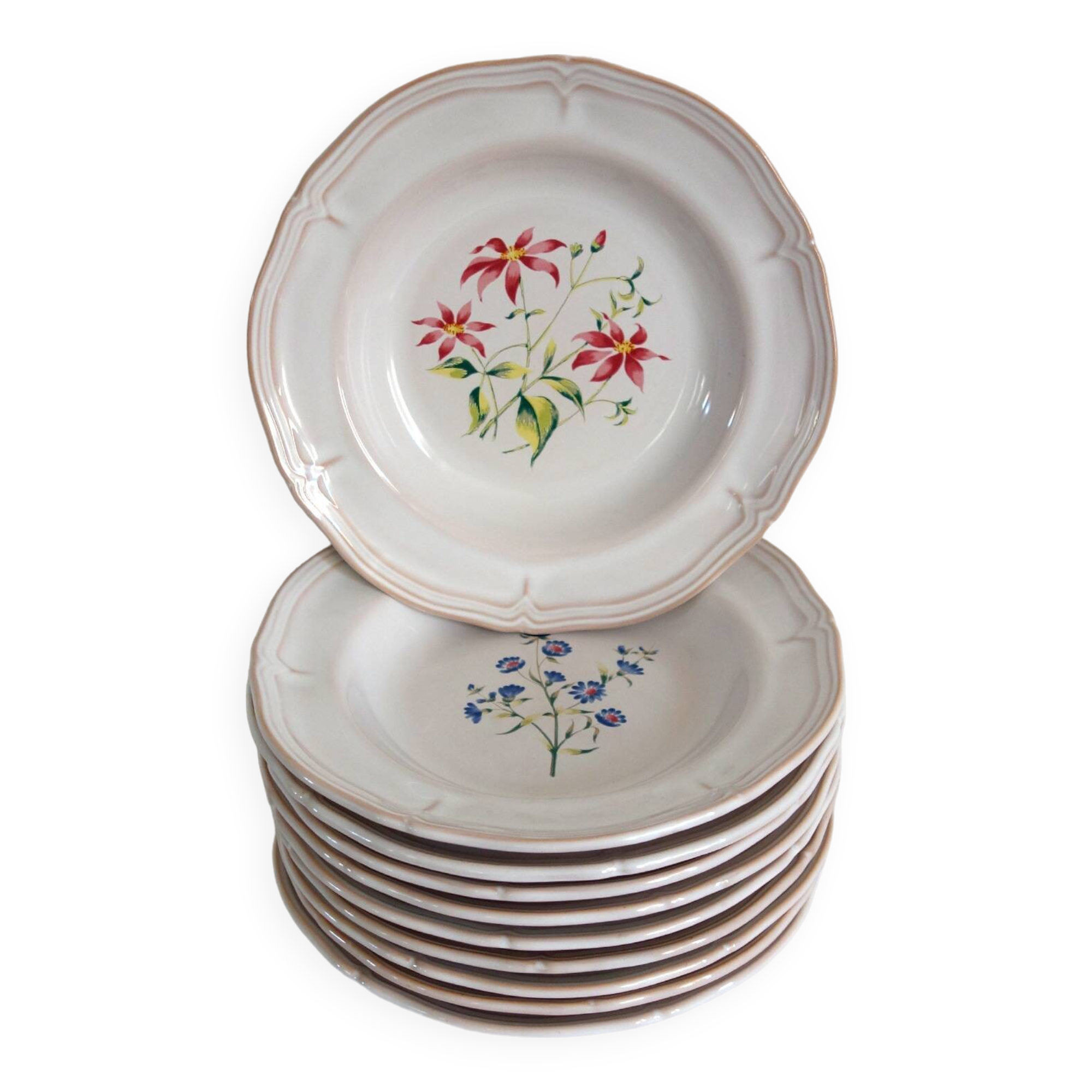 10 deep plates pierre motton for gien circa 1930
