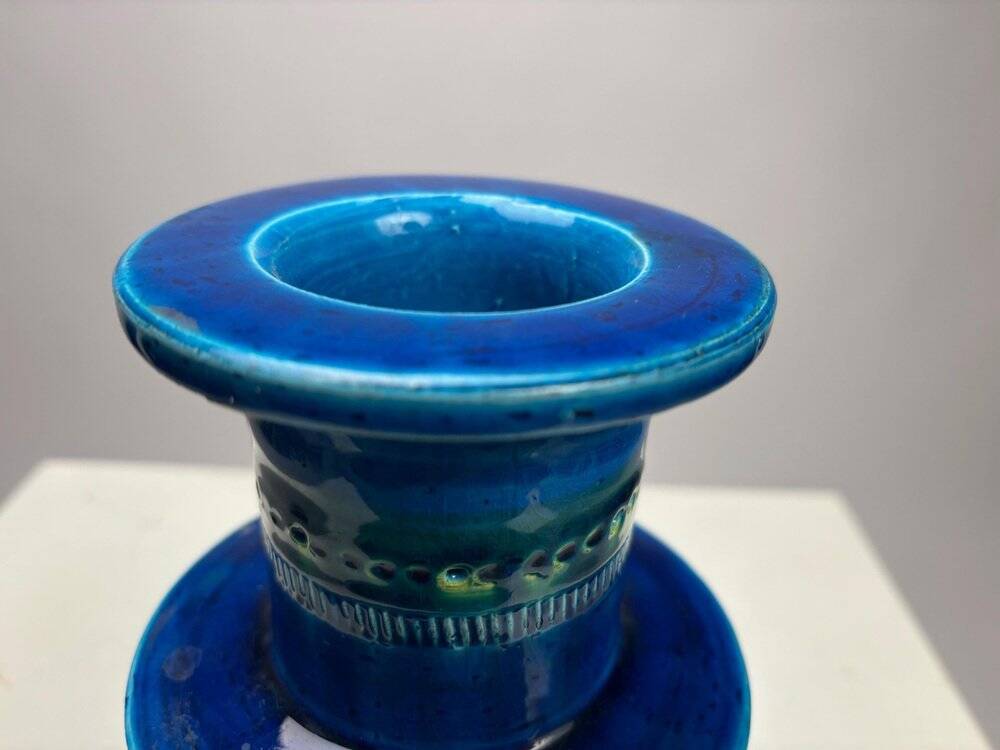 Rimini Blue Terracotta Ceramic Vase attributed to Aldo Londi for Bitossi, Italy, 1960s