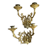 Pair of gilt bronze wall candlesticks