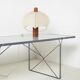 Postmodern table lamp in wood and canvas, Poland, 1980s