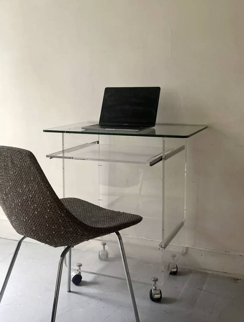 Plexiglass desk by David Lange for Roche Bobois, design 1970.