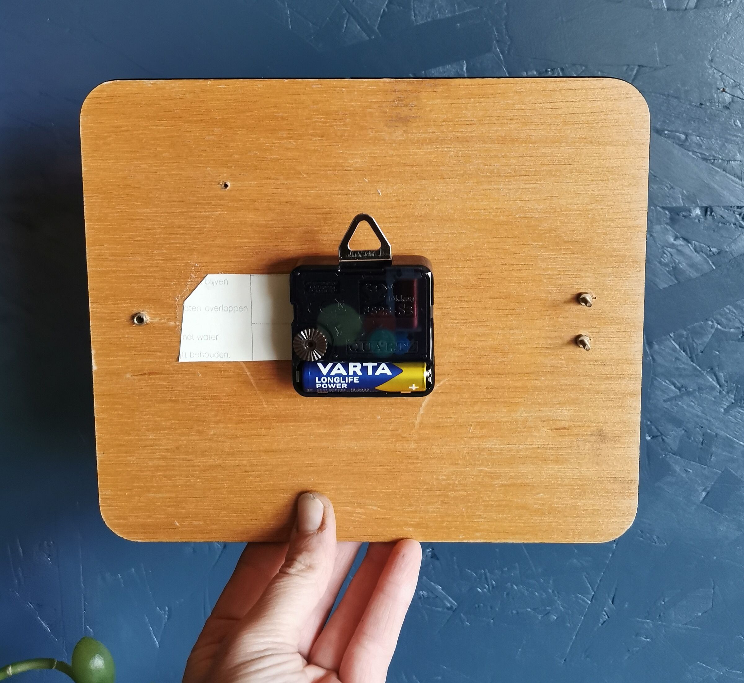 Vintage formica clock rectangular silent wall clock "Carrez blue"