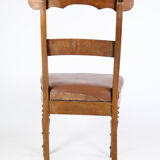 Set of eight late empire chairs in high quality brown leather in mahogany