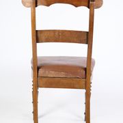 Lot de 8 chaises Empire en cuir marron de haute qualité en acajou