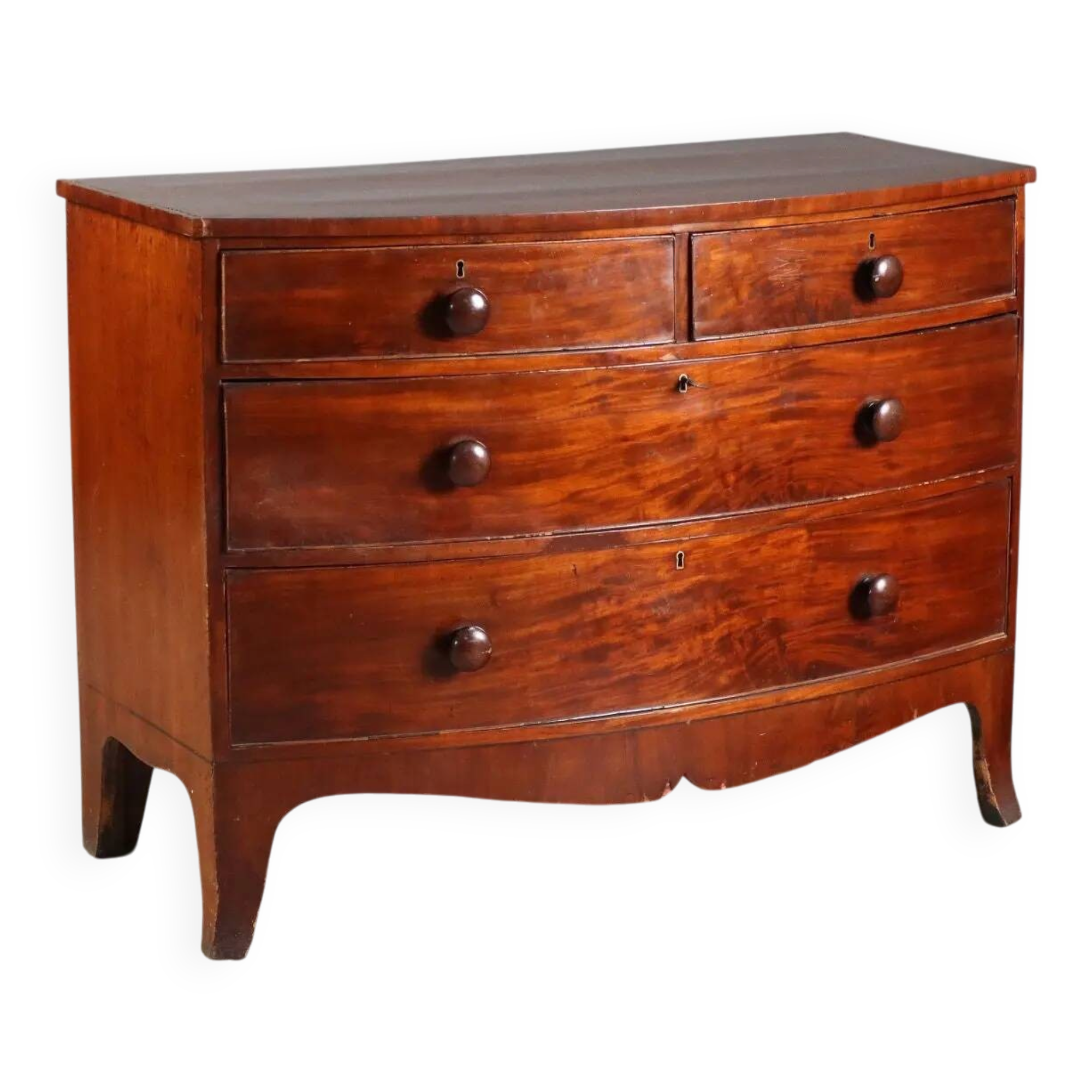 Antique mahogany chest of drawers with 4 drawers, Italy, 19th century.