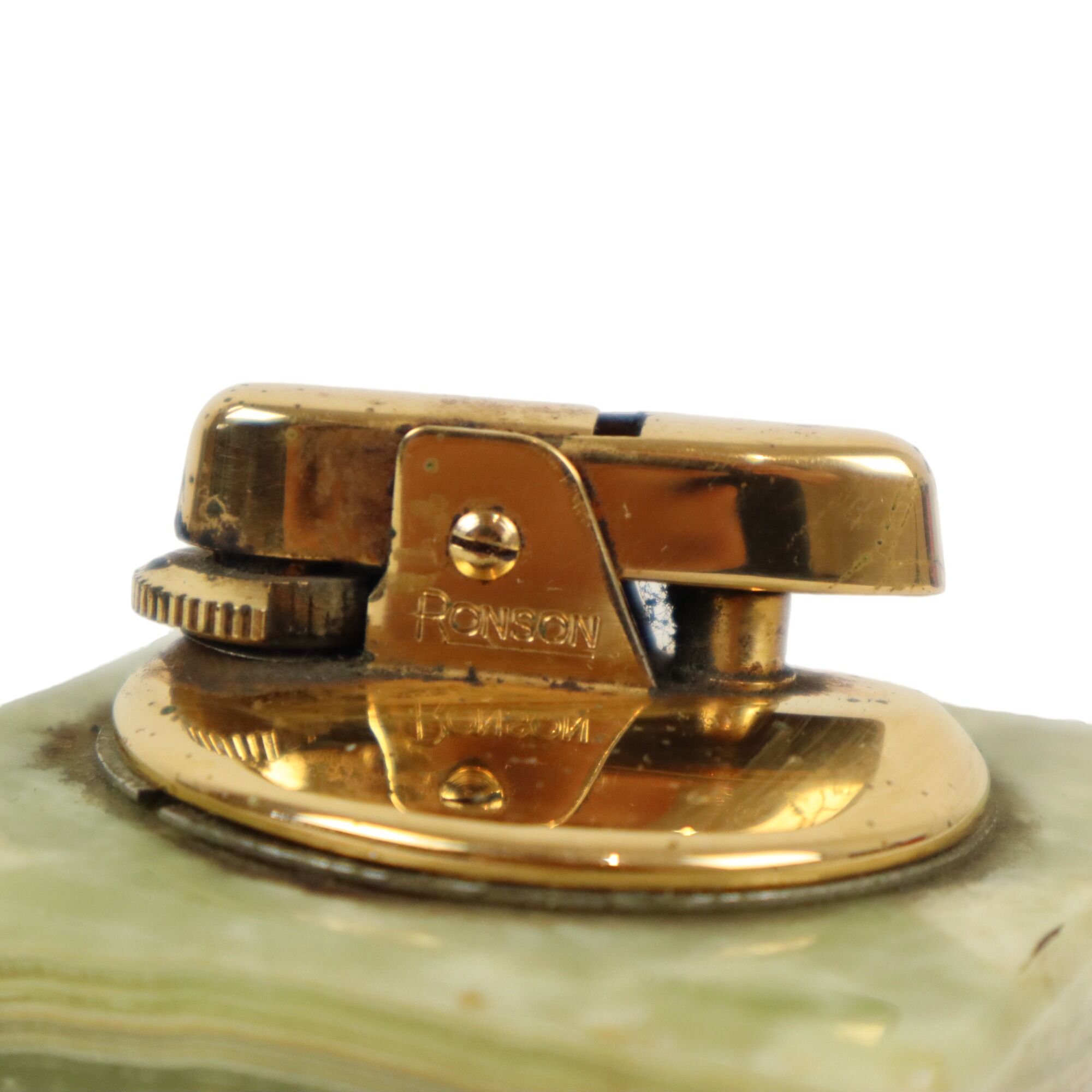 Ronson lighter green onyx marble vintage smoking item cube 6cm