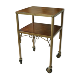 Vintage rolling side table 50 wood and metal