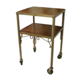 Table d'appoint roulante vintage 50 bois et métal