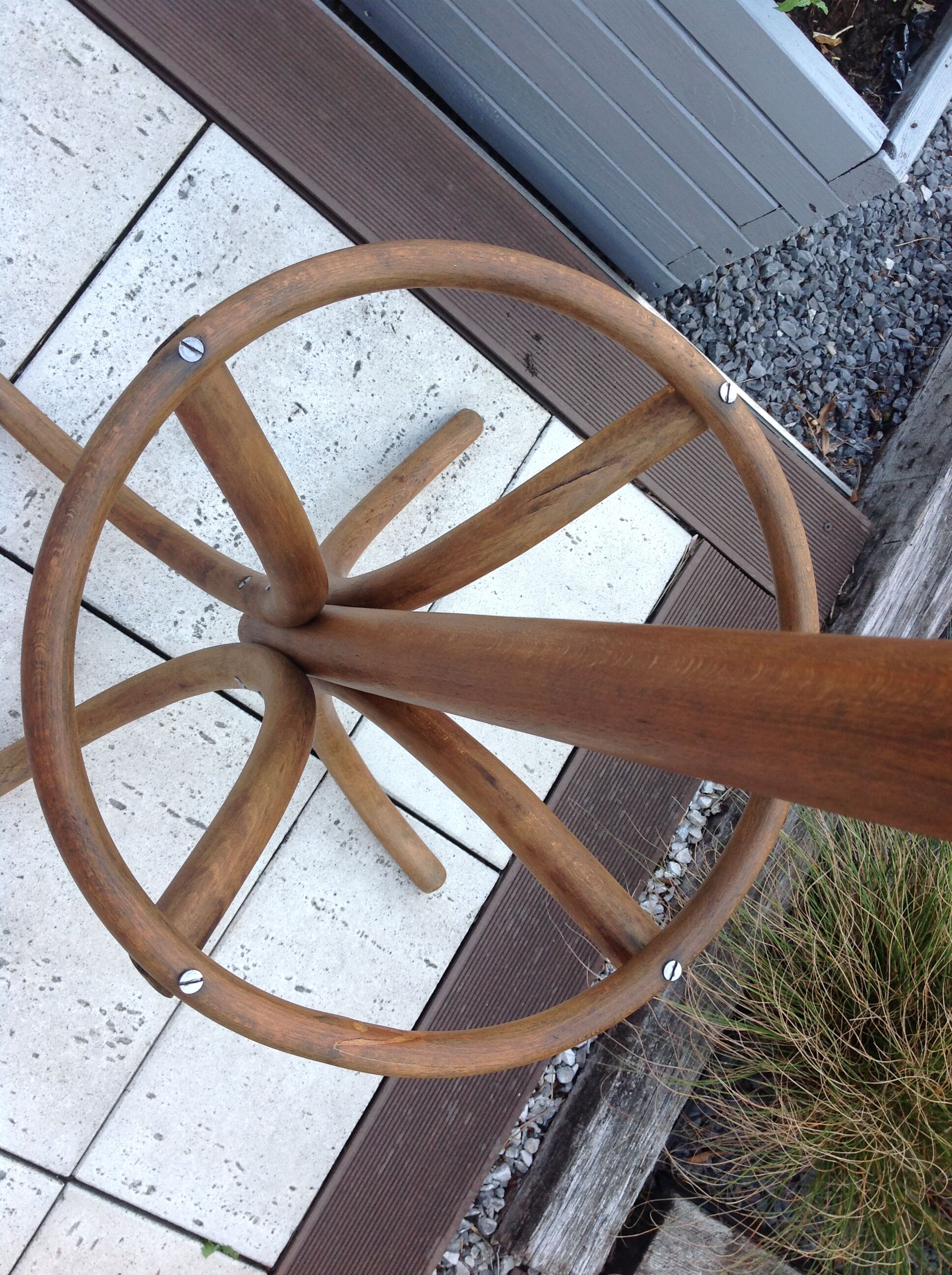 Six-headed coat holder in curved wood vintage 40s-50s