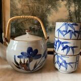 Stoneware tea set, 3 cups