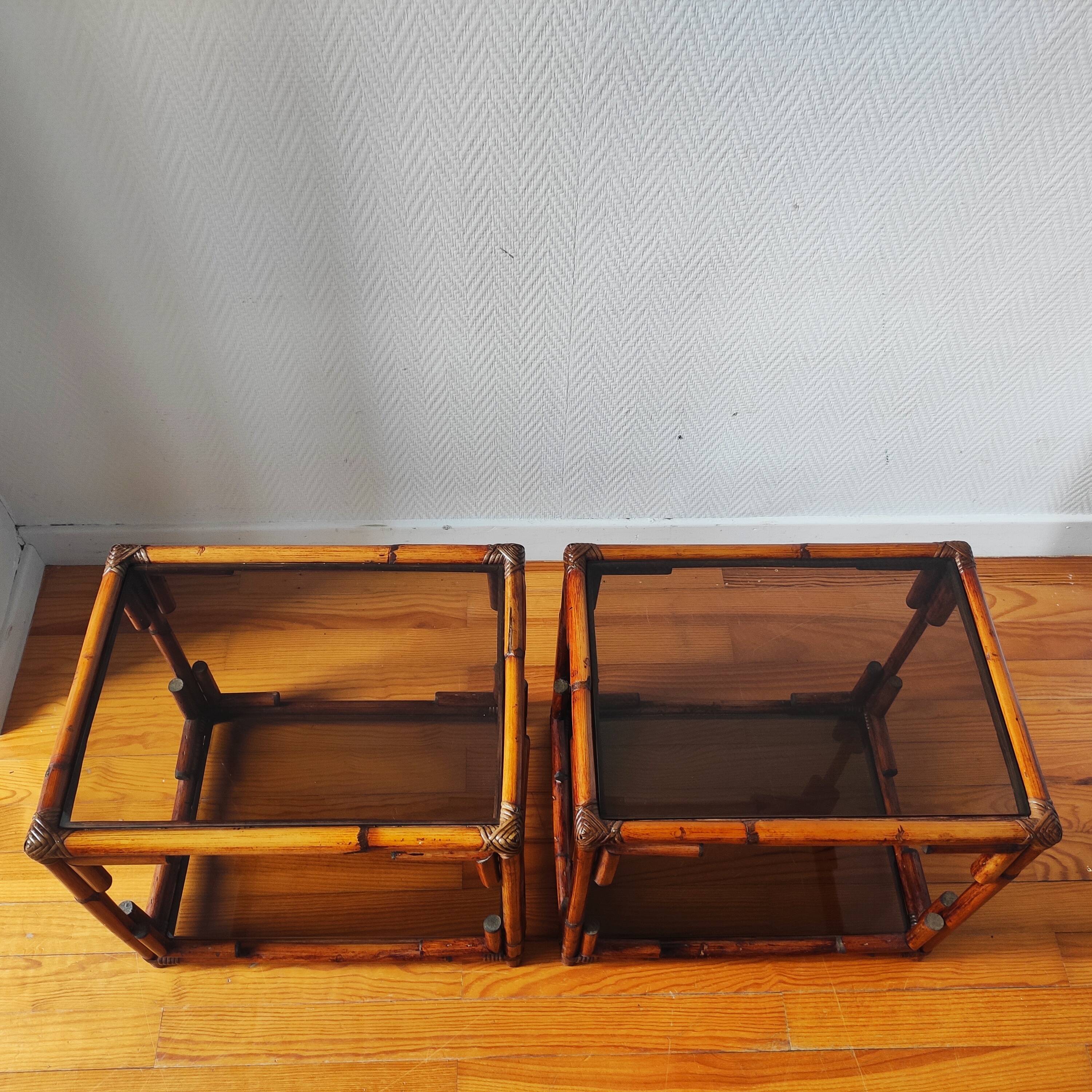 Pair of vintage 70/80s bedside tables and sofa ends