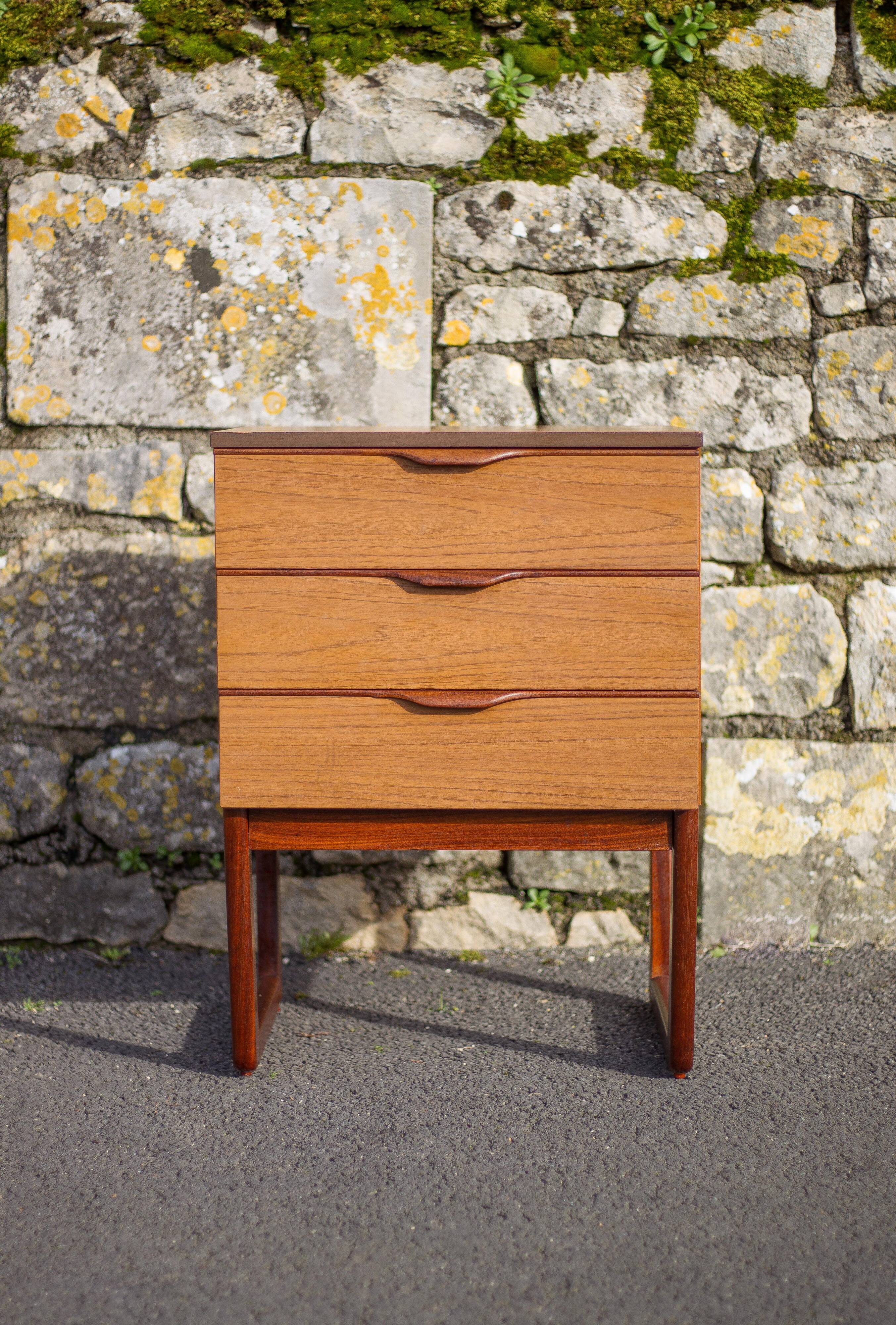 EUROPA vintage drawer unit, bedside table, end table, small chest of drawers