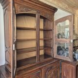 Louis XV period 18th century two-part sideboard in solid oak with glass