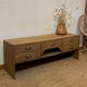 Antique TV cabinet in raw solid oak with 5 drawers