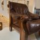 Ensemble Canapé et 2 Fauteuils Années 60 en Bois et Cuir