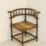 Vintage corner chair, sculpted backrest 1940