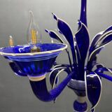 Vintage Blue and White Murano Chandelier, Italy, 1980s