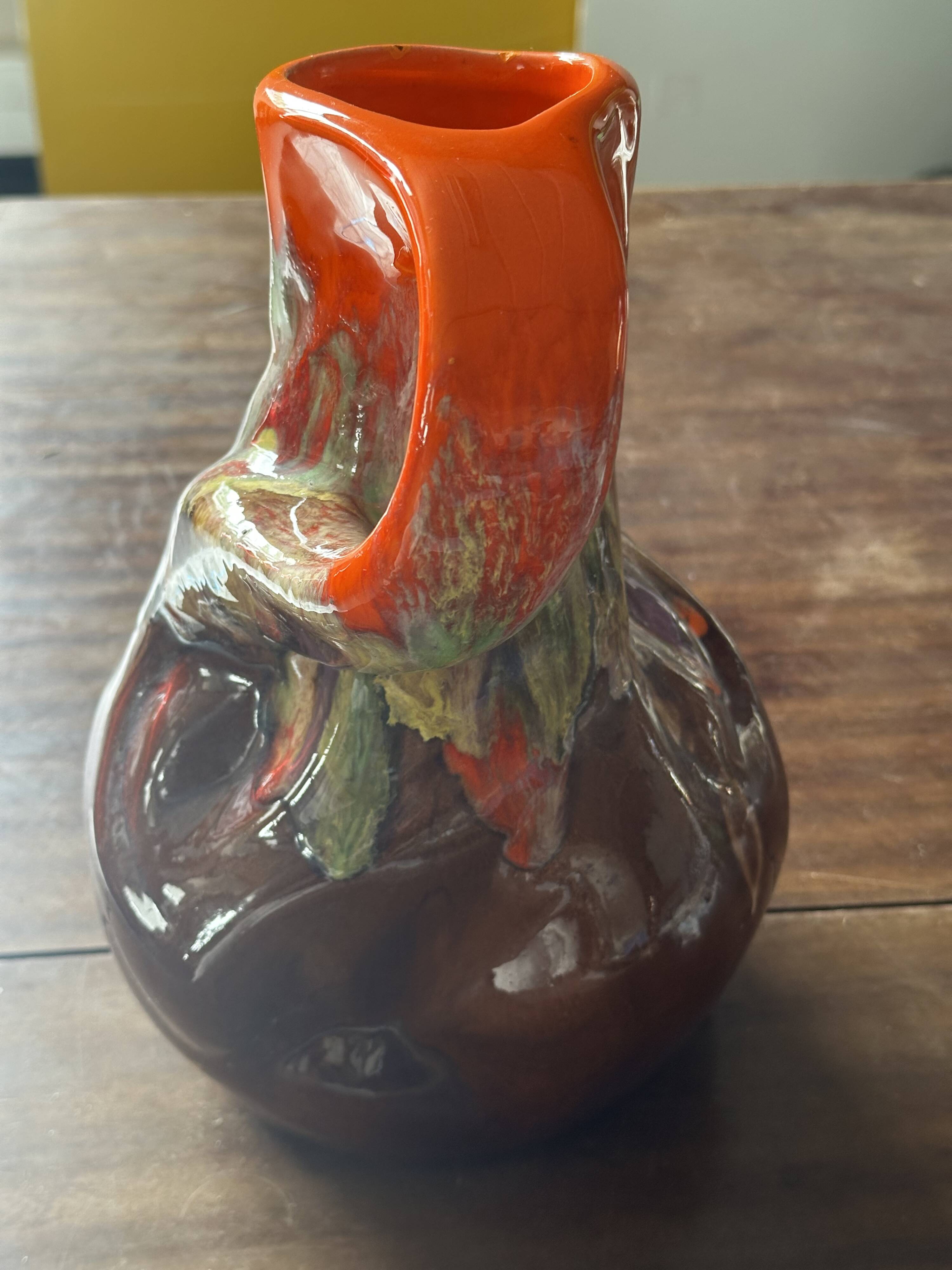 Vintage Vallauris Glazed Ceramic Pitcher, 30 cm High
