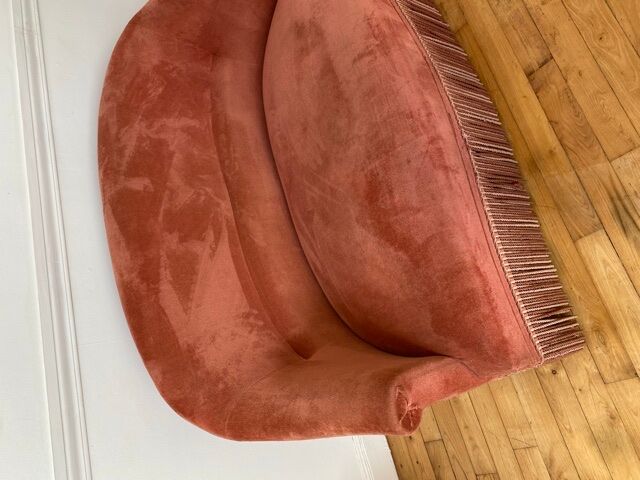 Pink velvet sofa