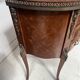 Half-moon commode in Louis XV style with cube marquetry from the 20th century.