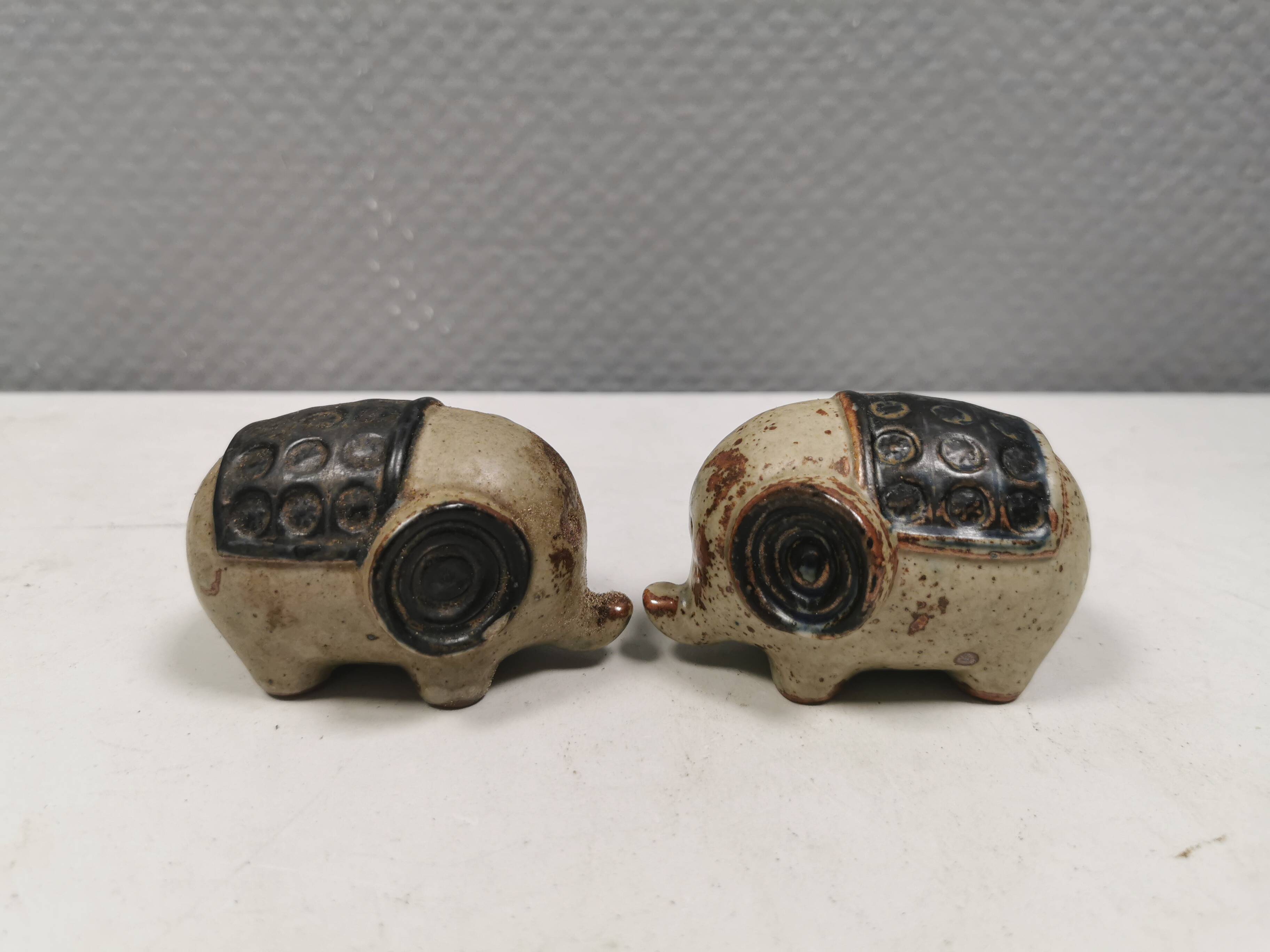 Ceramic elephants as salt and pepper sets made for Danish Søholm 1970-80s
