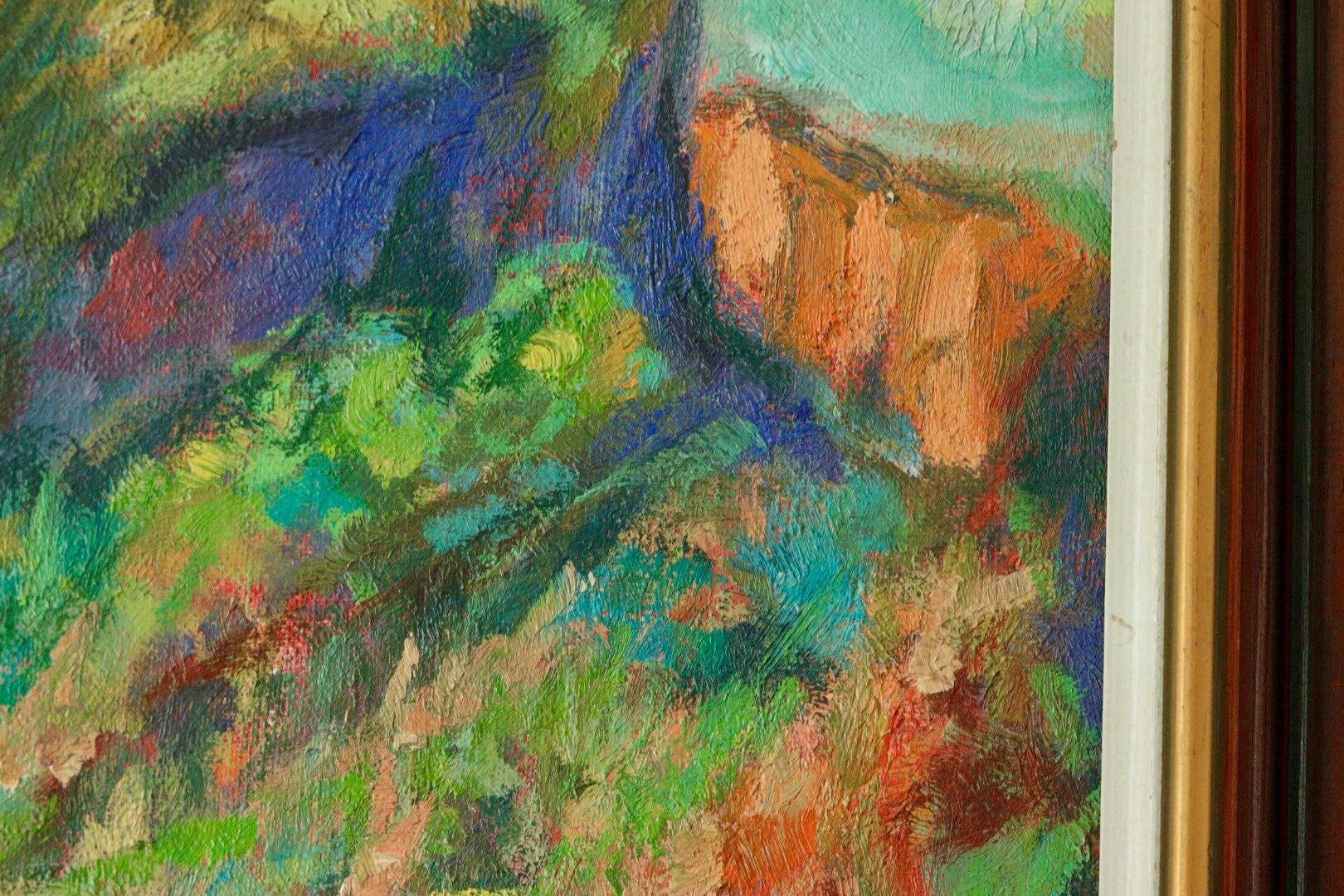 Huile sur toile vintage européenne originale – « Paysage vivant »