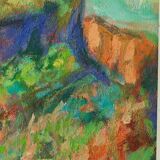 Huile sur toile vintage européenne originale – « Paysage vivant »