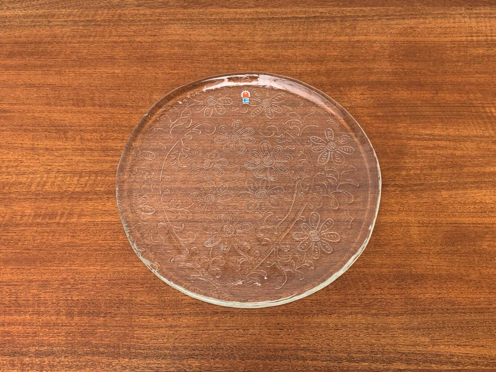 Large Finnish glass plate from the mid-century by Humppila.