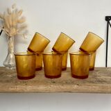 6 vintage Arcoroc Sierra textured amber glasses