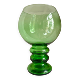 Vase boule en verre vert
