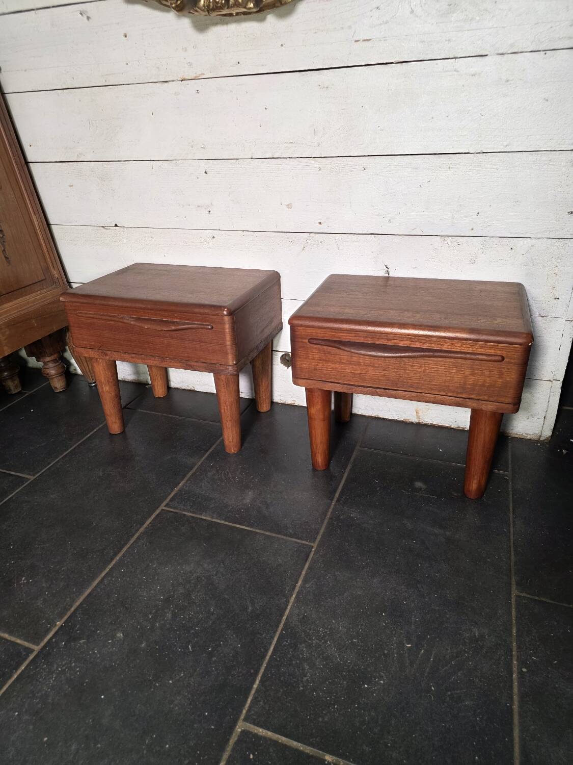 Pair of Scandinavian teak bedside tables from the 1960s.