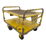 Vintage industrial coffee or side table on wheels