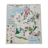 Affiche carte scolaire Cultures industrielles & forêts La Garonne ses affluents