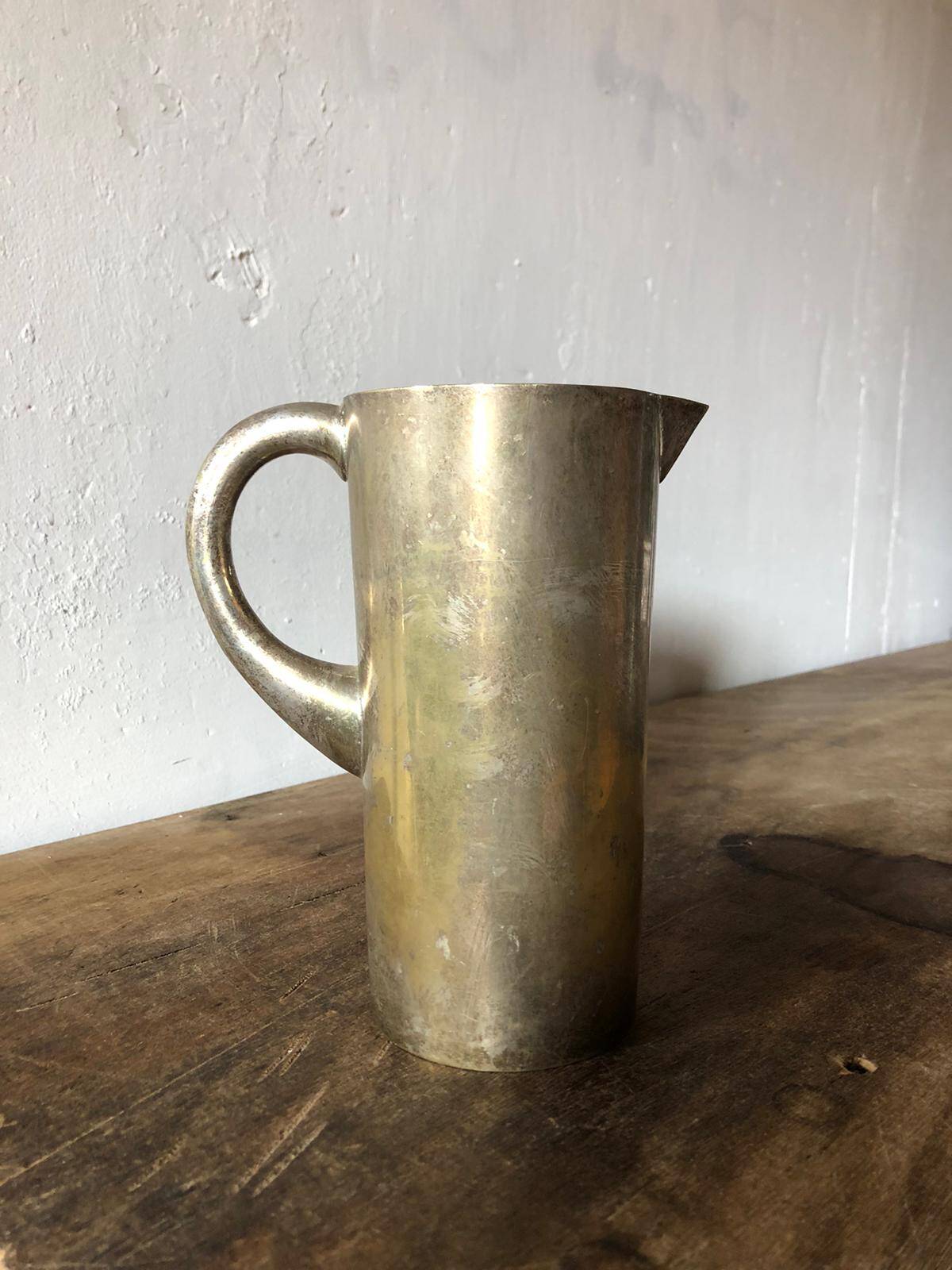 Vintage carafe, brass metal carafe, pitcher, flower pot, kitchen, decoration