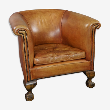 Fauteuil club en cuir de vache