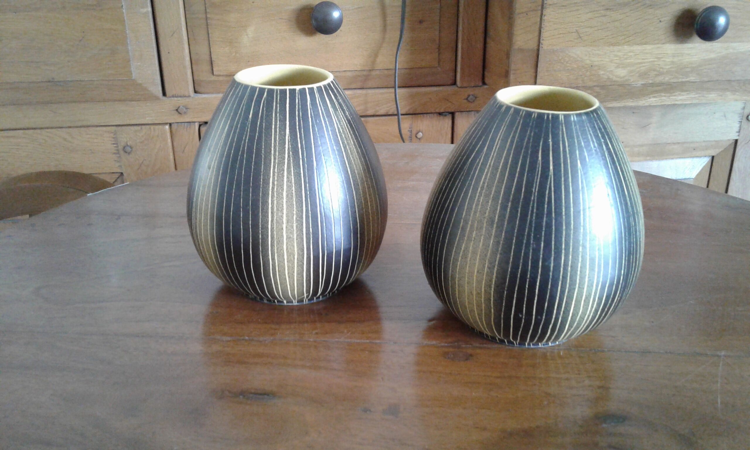 Paire de vases boules vintage Saint Clement