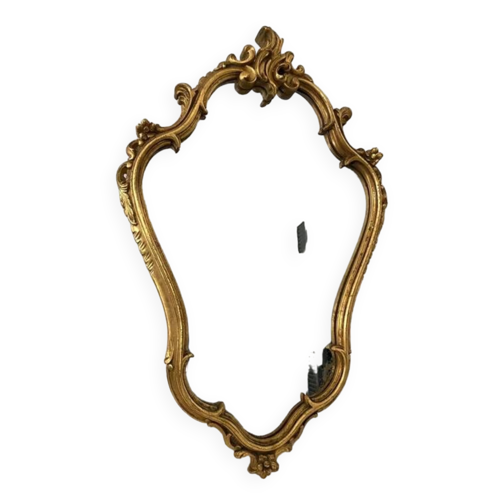 Old golden mirror in composite resin baroque style 60s