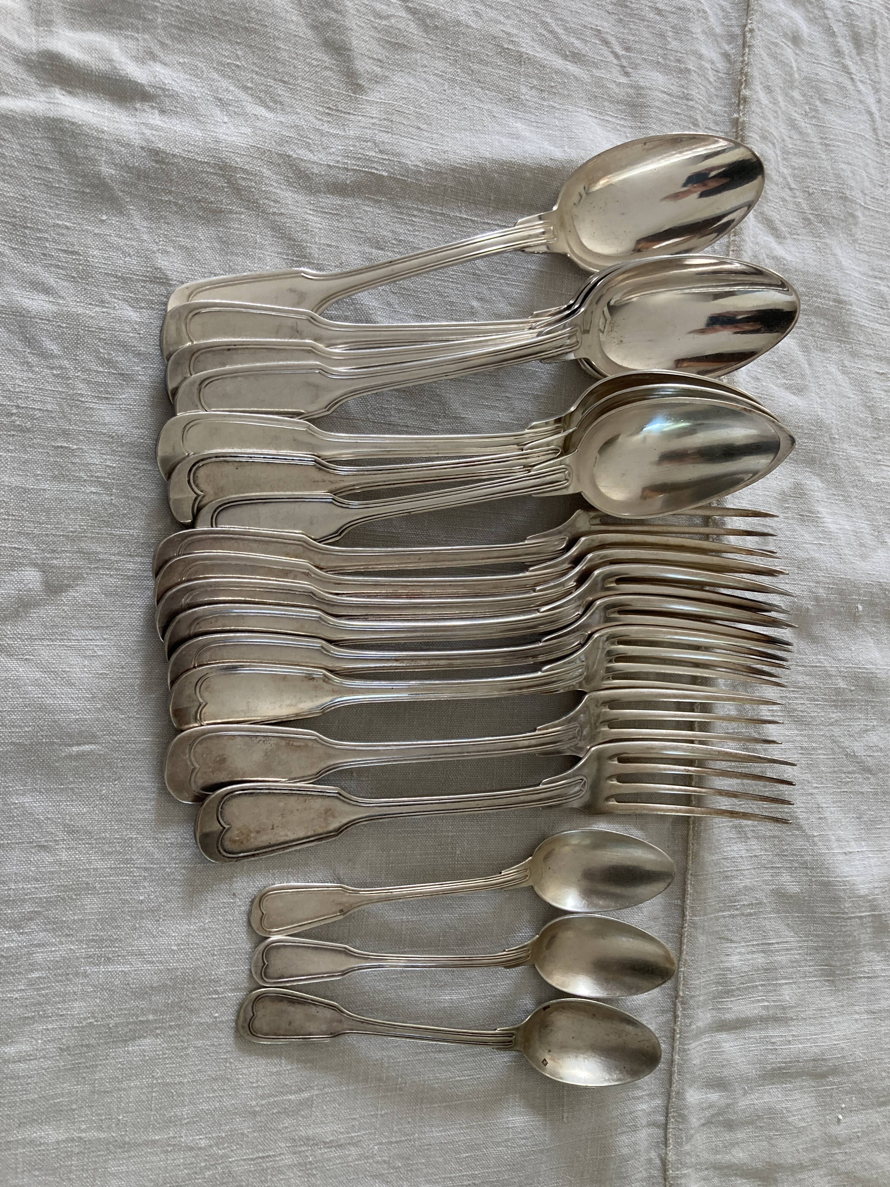 6 silver metal cutlery mesh model