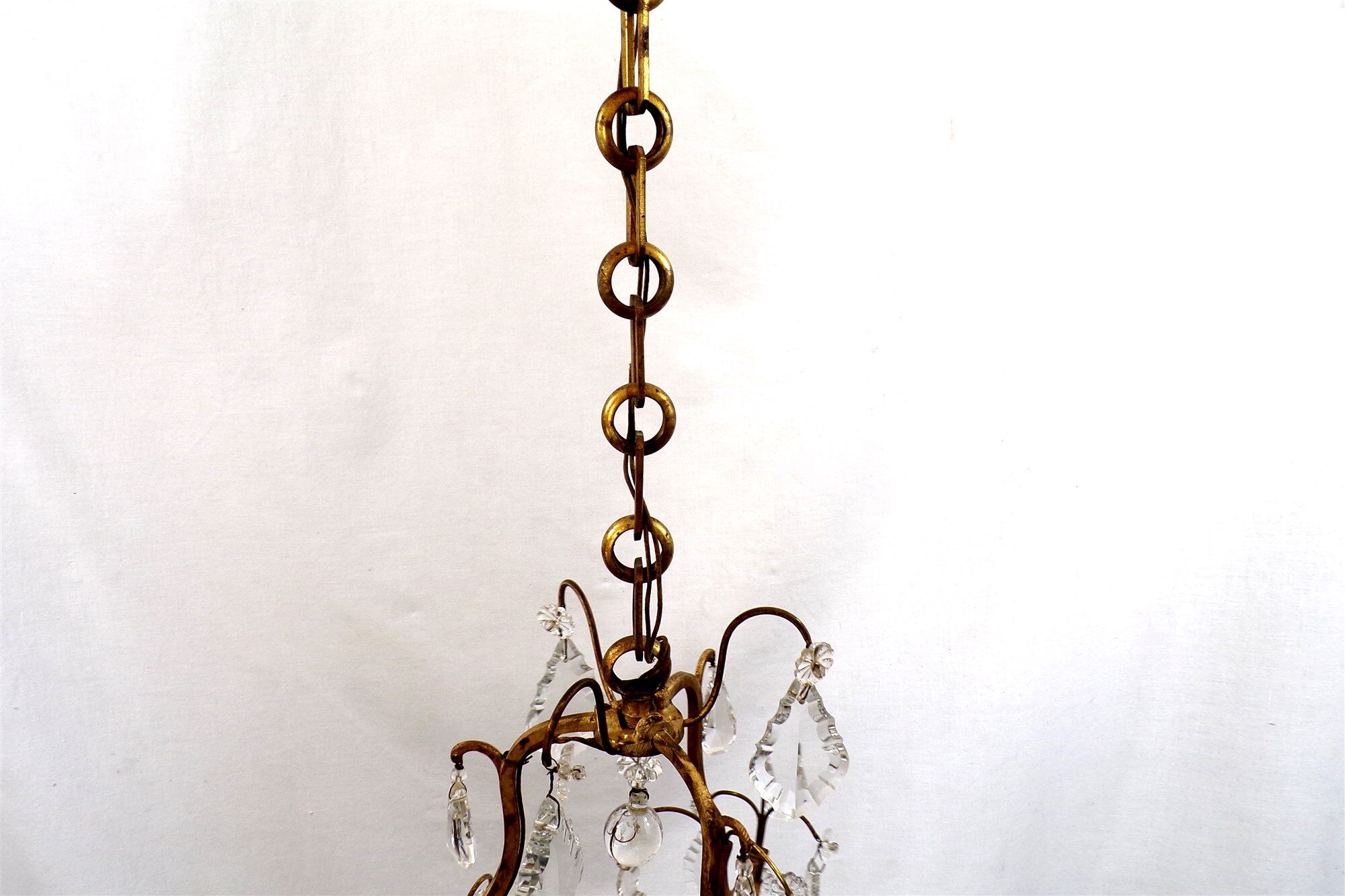 Vintage chandelier with shabby chic grapevines, bronze frame