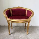 Fauteuil bois doré et velours rouge Louis XVI