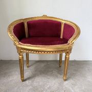 Louis XVI gilt wood and red velvet armchair