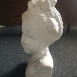 Bust girl in patinated terracotta