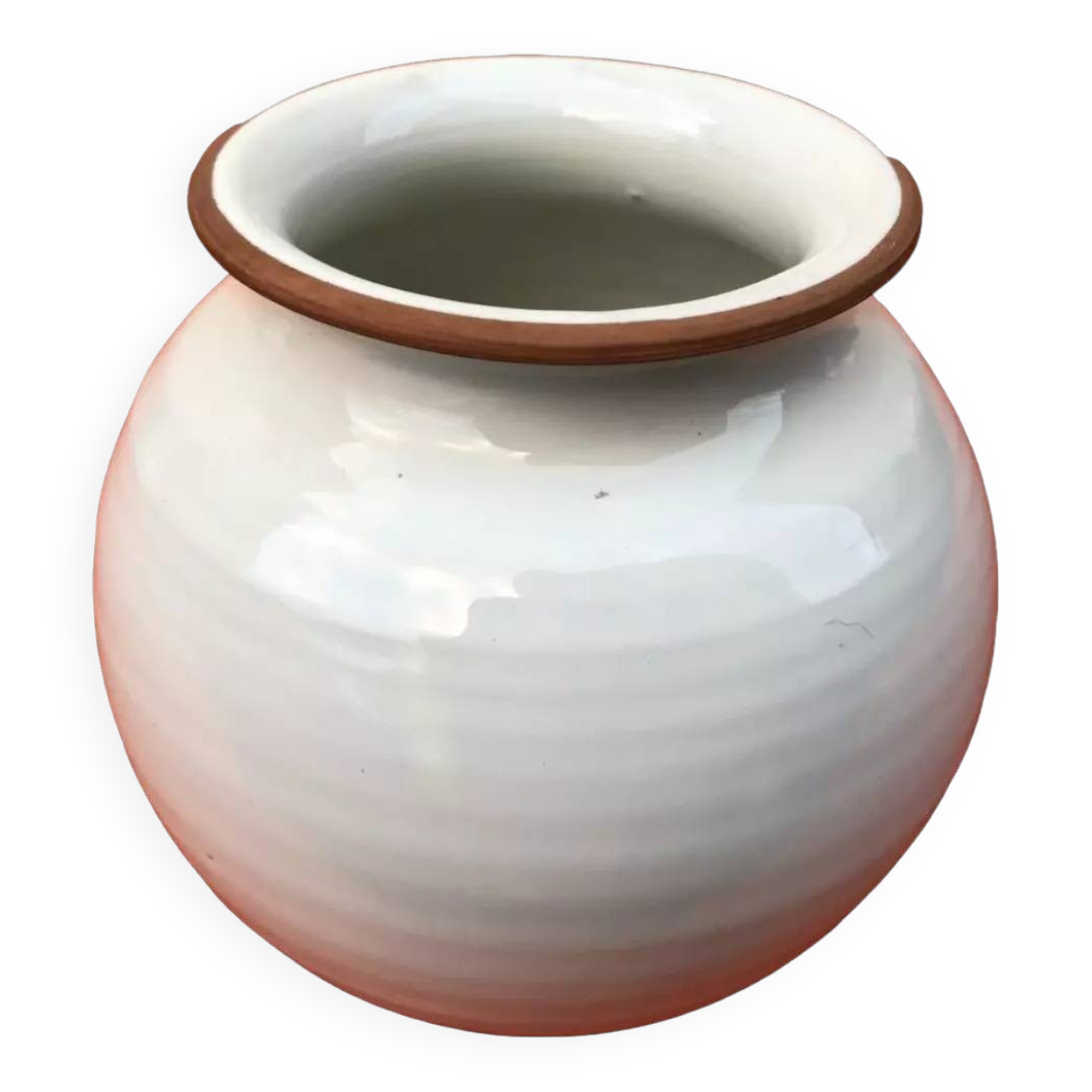 1960s glazed terracotta ball vase