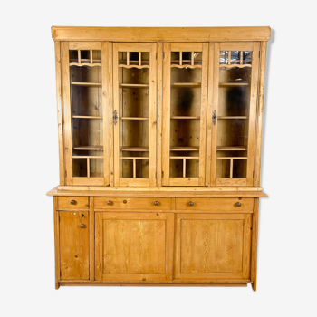 Antique pine kitchen cabinet china display vitrine