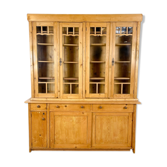 Antique pine kitchen cabinet china display vitrine